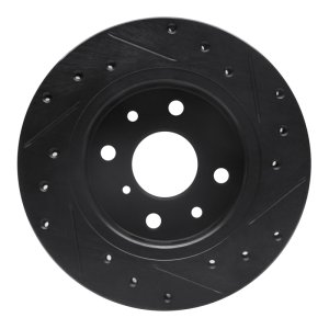 Kia Sephia Brake Rotor (1) - Front Left - R1 Concepts - Drilled & Slotted - Black - `94-`00